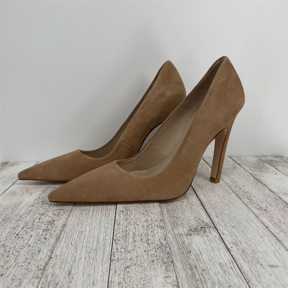 Good American The Icon Beige Pointed Toe Stiletto Pump Heels Size 8.5 Casual - Picture 2 of 9